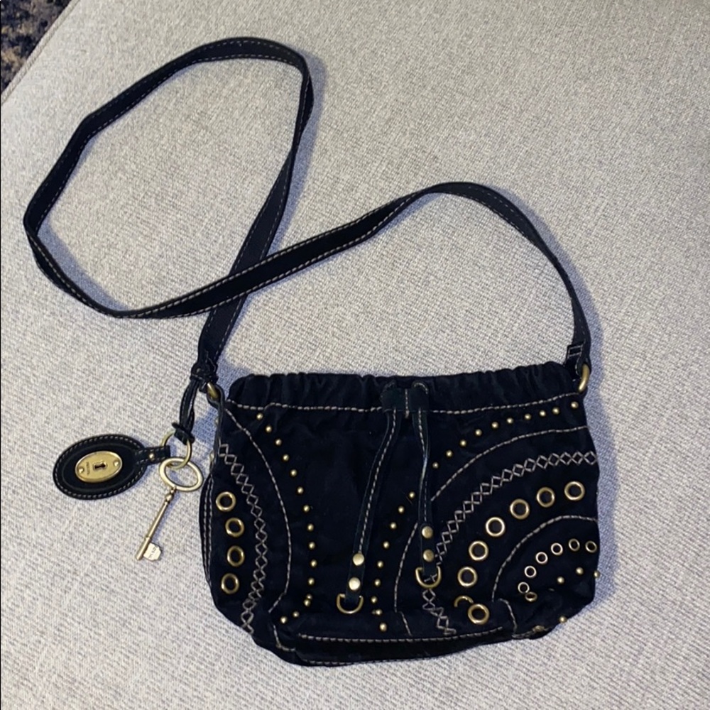 Black crossbody fossil purse
